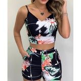 Women's Plant Flower Sling Slim Suit Shorts