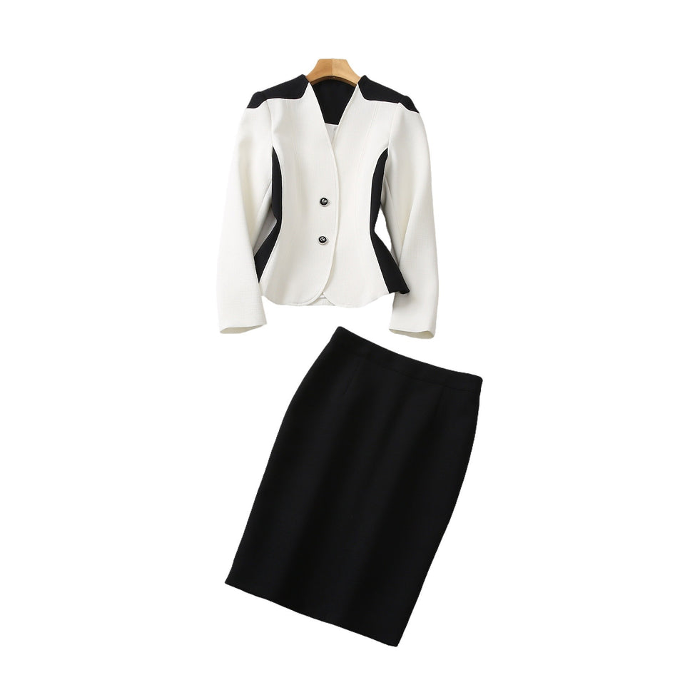 V-neck  Suit Package Hip Skirt