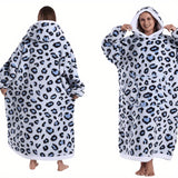 Cozy & Warm Reversible Hooded Blanket - Extra Long, Machine Washable, Flannel Wearable Throw for Couples - Perfect for Indoor/Outdoor Use