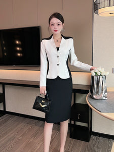 V-neck  Suit Package Hip Skirt