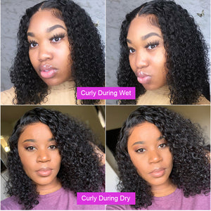 Deep Lace Frontal Human Hair Wigs Transparent Curly