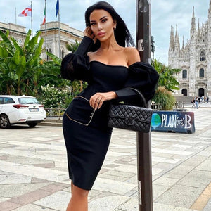 Women Off Shoulder Bandage Dress