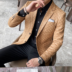 Men Blazers British Style Printed Blazer