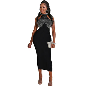 Woman Sleeveless O Neck Tight Dresses