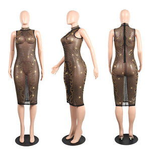 Women Sheer Mesh Dress Plus Size