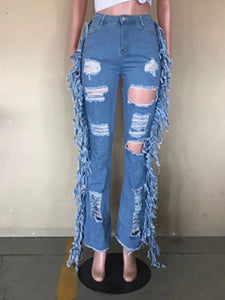 Hollow Out Ripped Jeans for Women