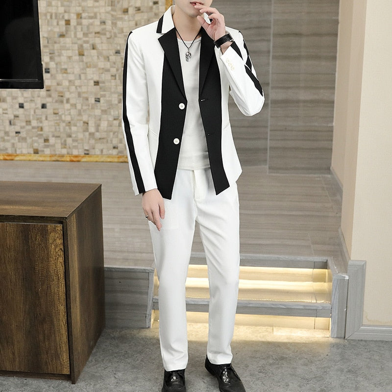 Men's Striped Color Suit Two Pieces