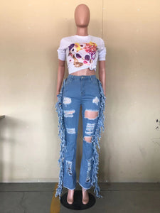 Hollow Out Ripped Jeans for Women