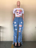 Hollow Out Ripped Jeans for Women