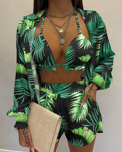 Printing 3-piece Shorts Suit Women & Female